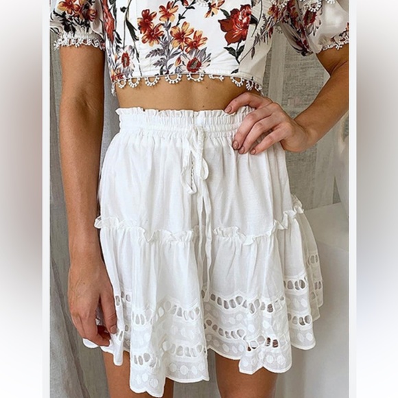 Seven Wonders Alannah Short Cotton Skirt White Lined Size US 4 fits like XS NWT - Picture 10 of 15